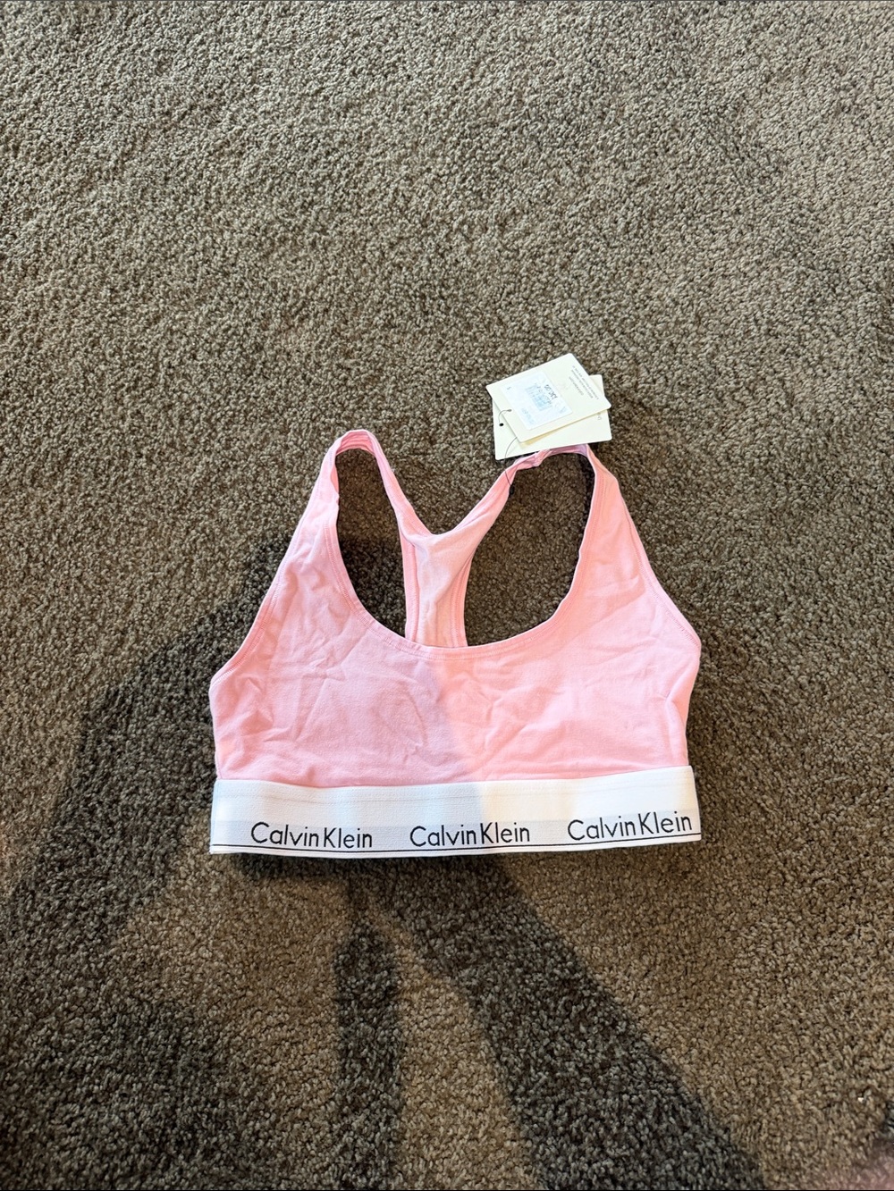 Calvin Klein Light Pink Racerback Bralette with Logo Band